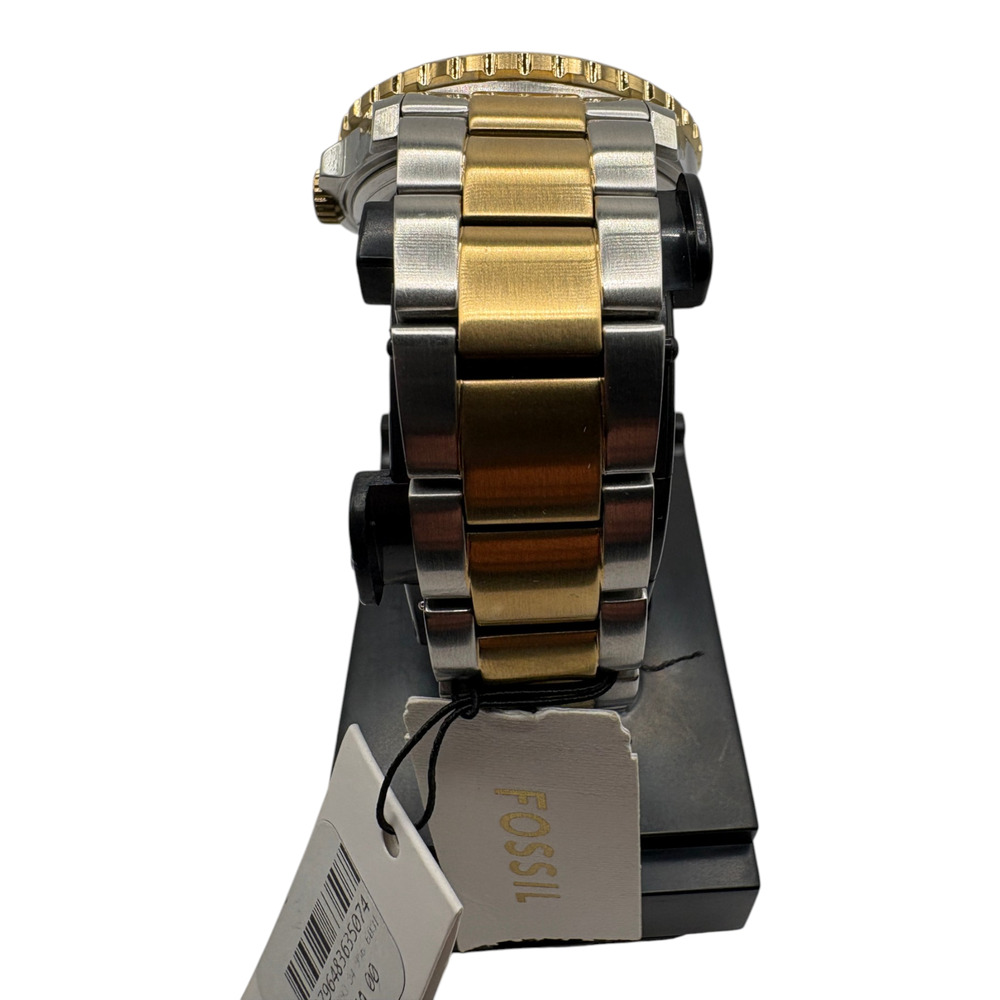 Fossil FB-01 Dive Watch Mens Black Gold Two-Tone Rotating Bezel 100M - Picture 4 of 8
